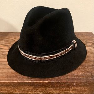 Vintage Knox New York men’s black felted fedora with corded band size 7 (22”)